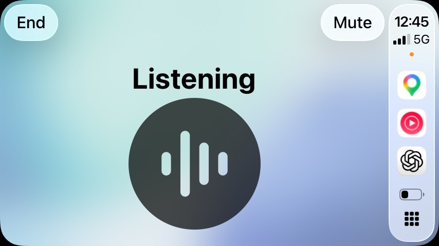 ChatGPT Voice displaying Listening in Apple CarPlay.
